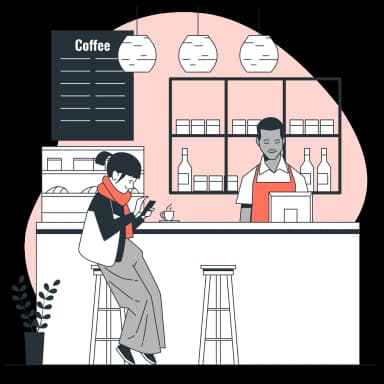 Ilustrasi kedai kopi